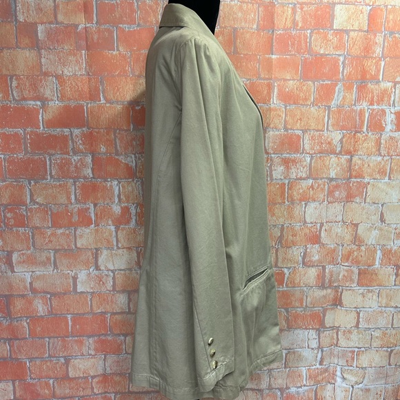 Newport News Vintage Tan Cotton Plus Size Blazer - Picture 7 of 9